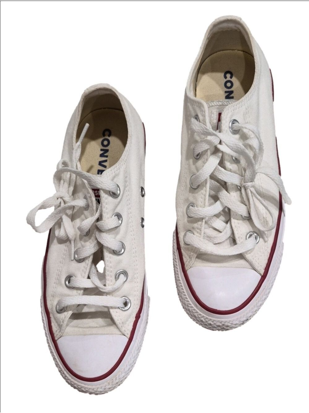 Converse Chuck Taylor All Star Low Top Cream Canvas Sneakers  Women's 6 Men's 4
